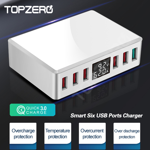 Зарядная Станция TOPZERO с 6 USB-портами и ЖК-дисплеем, 40 Вт ► Фото 1/6
