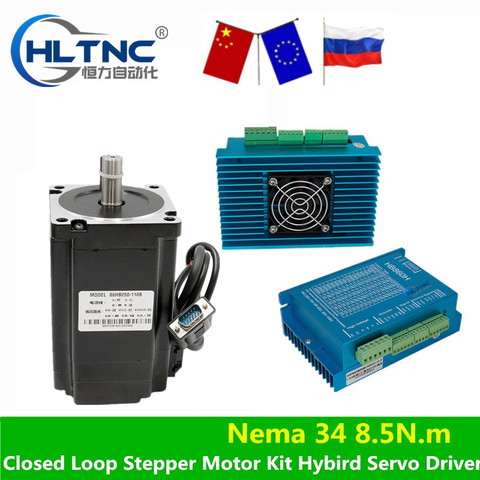 Nema 34 Серводвигатель 86HB250-118B + HB860H шаговый двигатель с замкнутым контуром 8.5N.m Nema 34 86 Hybird двухфазный Драйвер шагового двигателя ► Фото 1/5