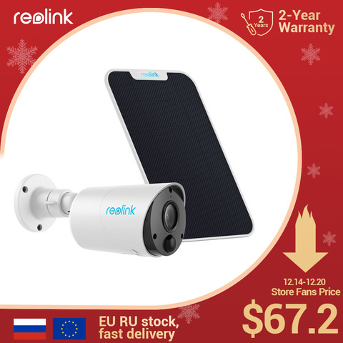 Reolink Argus Eco и солнечная панель беспроводная WiFi камера 1080P Full HD IP65 для наружного использования в помещении 2-стороннее Аудио слот для sd-карты с ... ► Фото 1/6