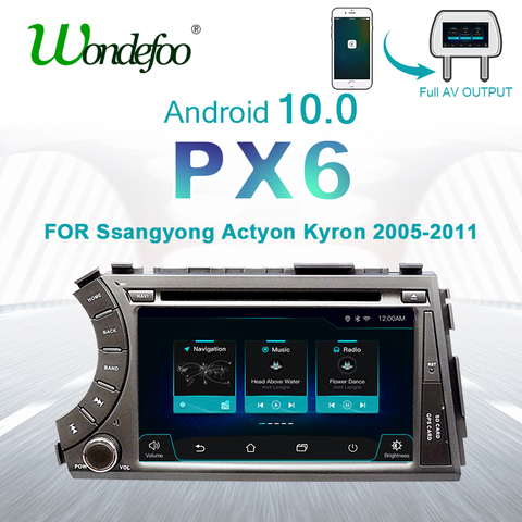 PX6 2 DIN Android 10 автомобильное радио для Ssang yong Ssangyong Actyon Kyron 2DIN автомобильный аудио стерео приемник навигация автомобильное радио dvd gps магнитола ► Фото 1/6