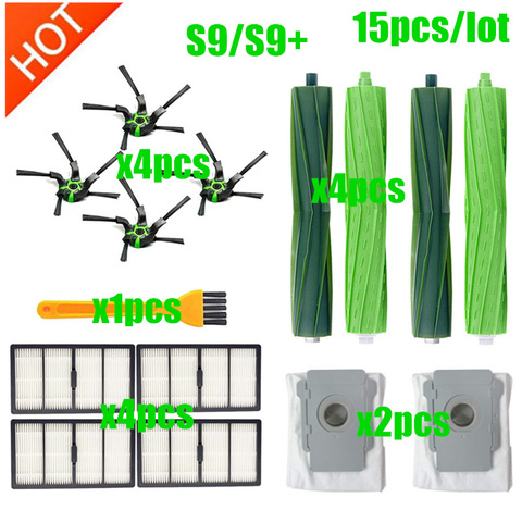 Роликовая щетка, боковая щетка, фильтры, сменный пылесборник для iRobot Roomba S9 S9 +, подметание ► Фото 1/6