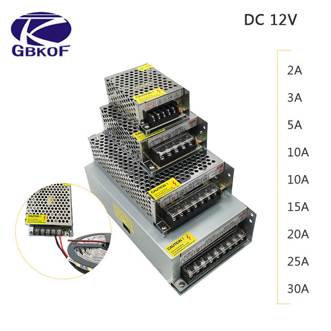 DC 12V светодиодный ленты Драйвер Мощность адаптер 1A 2A 3A 5A 10A 15A 20A переключатель Питание AC110V-220V 24В преобразователь Мощность 60 Вт 78 120W ► Фото 1/6