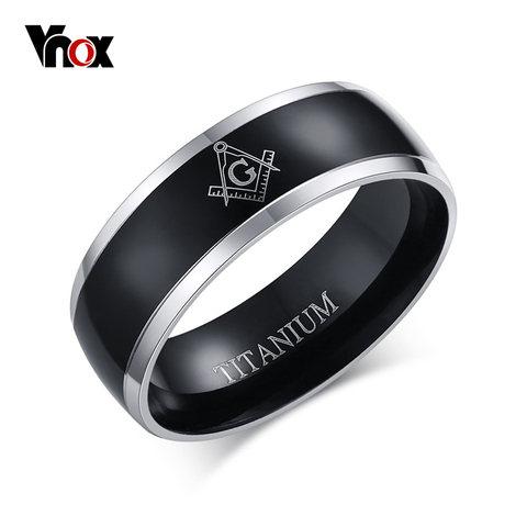 Vnox бренд 100% Титан кольцо из карбида Масонство масонское черный Для мужчин кольцо Бесплатная Mason ► Фото 1/6
