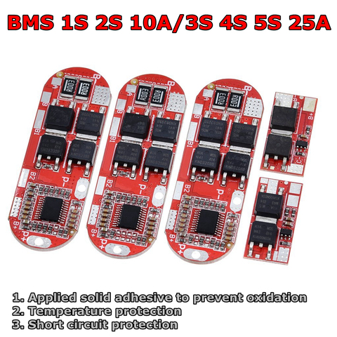 Bms 1s 2s 10a 3s 4s 25a Bms 18650 Защитная печатная плата для литий-ионной, литий-полимерной, литий-полимерной батареи, модуль Pcb Pcm 18650, зарядное устройство Bms ► Фото 1/6