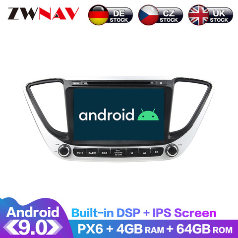 Android 9 IPS экран PX6 DSP для Hyundai Solaris accent Verna 2017 автомобильный без DVD GPS мультимедийный плеер головное устройство радио аудио стерео ► Фото 1/6