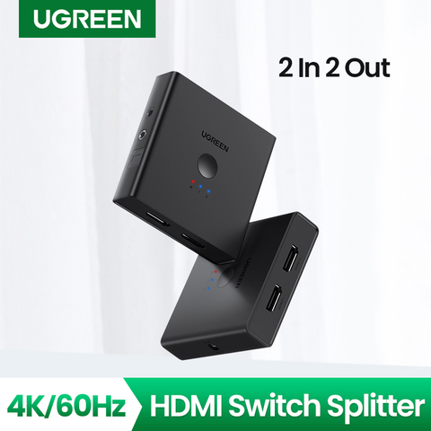 Ugreen HDMI сплиттер 2 в 2 Out для Xiaomi Mi Box Xbox 4K/60Hz HDMI переключатель сплиттер 2 в 4 Out с ИК-контроллером HDMI сплиттер ► Фото 1/6