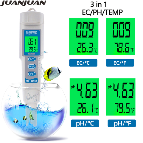 Цифровой PH-метр, измеритель температуры и чистоты воды 3 в 1 с зондом для бассейна, Скидка 40% ► Фото 1/6