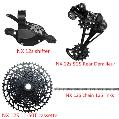 SRAM NX 1x12S 12S велосипедный групповой набор MTB велосипедный комплект переключатель передач рычаг SGS задний переключатель кассета NX Sunrace CSMZ91 KMC це... ► Фото 1/4