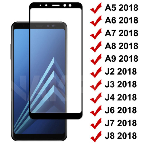 9D закаленное стекло для Samsung Galaxy A5 A7 A9 J2 J3 J7 J8 2022 стекло A6 A8 J4 J6 Plus 2022 защита для экрана стеклянная пленка чехол ► Фото 1/6