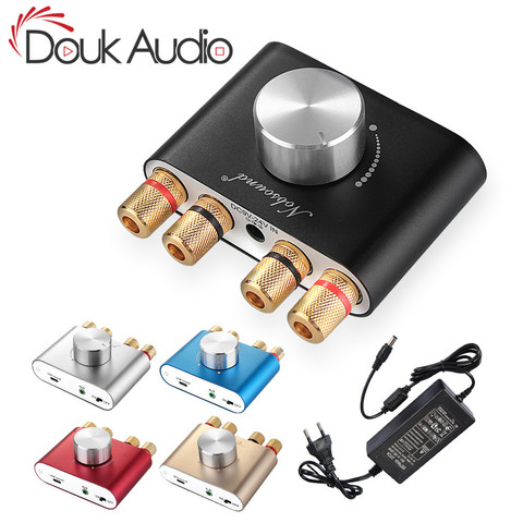 Усилитель мощности Douk audio Mini Bluetooth 5,0 TPA3116, беспроводной аудиоприемник, Hi-Fi стерео 12 В, автомобильный усилитель для дома, 50 Вт + 50 Вт ► Фото 1/6