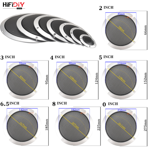 Серебристый сетчатый чехол для динамика 2, 3, 4, 5, 6,5, 8, 10 дюймов, высококачественный сетчатый корпус для автомобиля, пластиковый каркас, металл... ► Фото 1/6