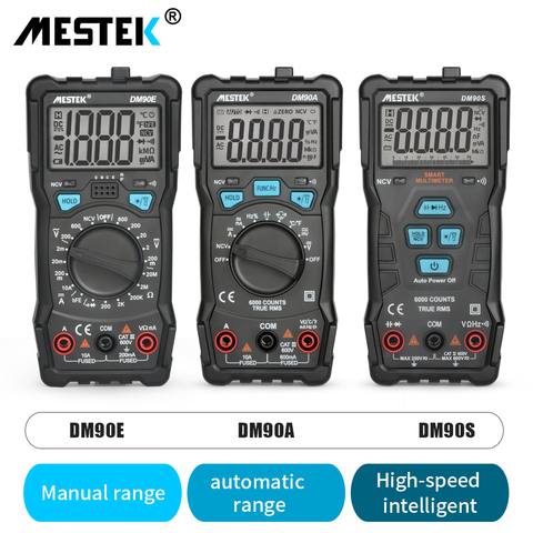 Цифровой мультиметр MESTEK DM90A/E/S NCV, 6000 отсчетов, автоматический выбор диапазона, измеритель напряжения постоянного и переменного тока с фонасветильник ком и подсветильник, универсальный мультитестер ► Фото 1/6