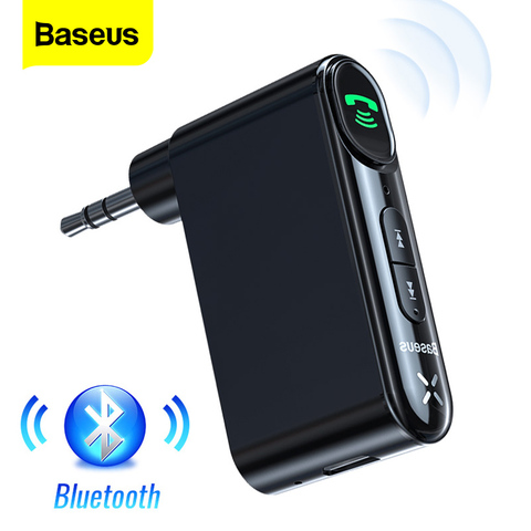 Автомобильный Bluetooth ресивер Baseus Aux, беспроводной аудиоприемник 3,5 мм, автомобильный комплект Bluetooth 5,0, адаптер, громкая связь, динамик с микро... ► Фото 1/6