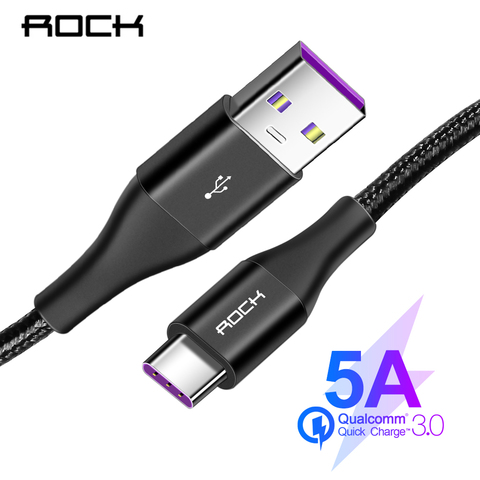 Rock 5A USB C кабель, 1 м, супер быстрая зарядка, Type-C зарядное устройство для iPhone, Samsung, мобильный телефон, кабели ► Фото 1/6