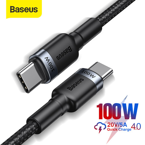 Baseus 100 Вт USB C к USB Type C кабель USBC PD быстрое зарядное устройство Шнур USB-C кабель Type-c для Xiaomi mi 10 Pro Samsung S20 Macbook Pro ► Фото 1/6