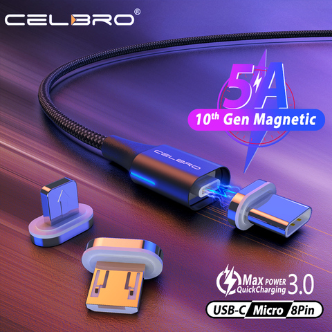 Магнитный Usb-кабель для Xiaomi Mi 9 Pro, Samsung Note 10, Micro Usb Type-C 3,1, быстрая зарядка, Cabo Magnetico ► Фото 1/6