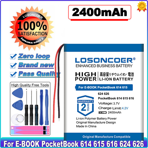 LOSONCOER Топ 2400 мАч 306075 Аккумулятор для электронной книги PocketBook 614 615 616 624 626 Digma E628 R657 R659 4G-15 / 4K-19 Touch Lux 3 ► Фото 1/6
