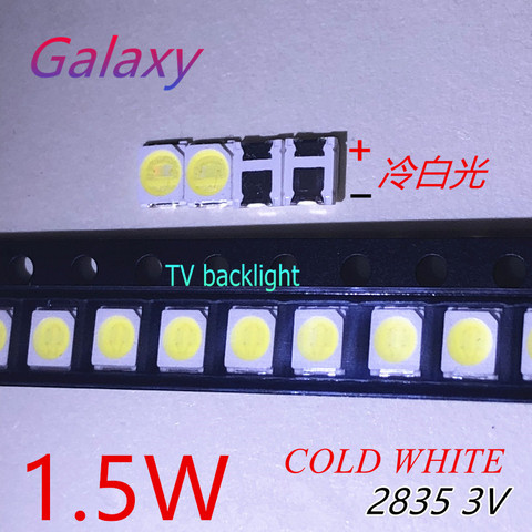 100 шт. для Светодиодный Подсветка 1,5 Вт 3В 1210 3528 2835 131LM холодный белый ЖК-дисплей Подсветка для ТВ Применение серебра меди и JHSP ► Фото 1/2