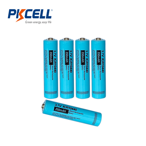 Литий-ионные перезаряжаемые аккумуляторы ICR10440 10440, 3,7 в, 350 мАч, цилиндрическая батарея голубого цвета, 5 кнопок ► Фото 1/4