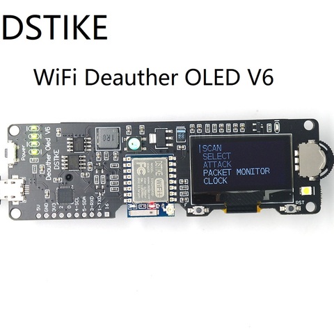 Плата разработки DSTIKE WiFi Deauther OLED V6 | ESP8266 | Защита от полярности аккумулятора 18650 | Чехол | Антенна | 4 Мб ► Фото 1/6