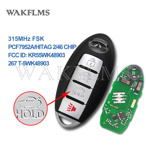 4 кнопки умный автомобиль дистанционного ключа 315 МГц для Infiniti G25 G35 G37 Q60 2007 2008 2011 2009 2012 2013 с PCF7952A чип KR55WK48903 ► Фото 1/3