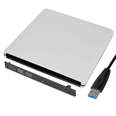 Металлический ультратонкий портативный чехол для DVD-плеера USB 3,0 SATA 9,0/9,5 мм, внешний чехол для оптического диска, коробка для ПК, ноутбука, ноу... ► Фото 1/6