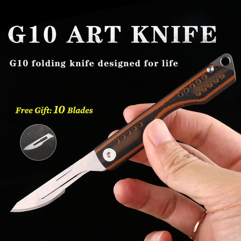 Складной мини-нож G10 для повседневного использования, твердый инструмент для резьбы, для выживания на природе, складные ножи для самостоятельной помощи, нескользящая ручка, темно-оранжевый ► Фото 1/6