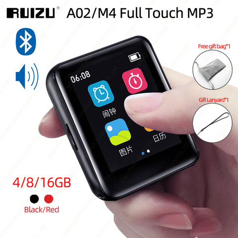 RUIZU A02 M4 Bluetooth 4,0 mp3-плеер с сенсорным экраном, портативный музыкальный плеер с динамиком, FM, электронная книга, видеомагнитофон, шагомер ► Фото 1/6