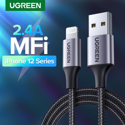UGREEN MFi USB кабель для iPhone 12 Mini 2.4A кабель быстрой зарядки Lightning для iPhone 12 Pro Max X XR 11 8 7 кабель зарядного устройства для телефона ► Фото 1/6