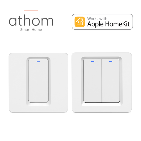 ATHOM Homekit ЕС WiFi Smart Switch Press Key 1 gang 2 gang Siri Голосовое управление ► Фото 1/5