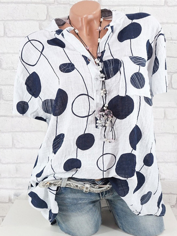 Женская блузка с короткими рукавами, Повседневная рубашка с волнистым узором, большие размеры ► Фото 1/5