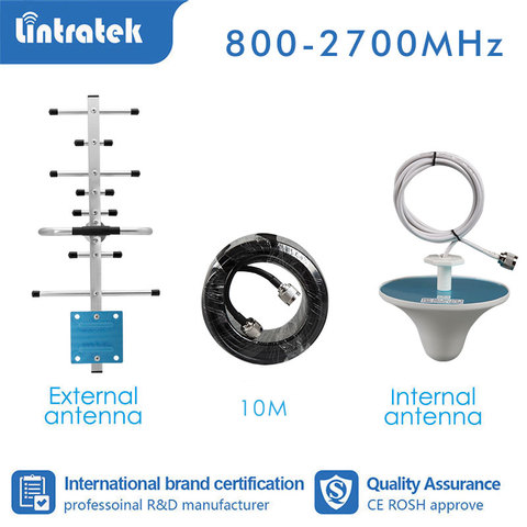 Усилитель сигнала Lintratek GSM, 900 МГц, 1800, 2100, 2600, 700, 800, 2G, 3G, 4G, антенна yagi, соединение, кабель 10 м, s4 ► Фото 1/6