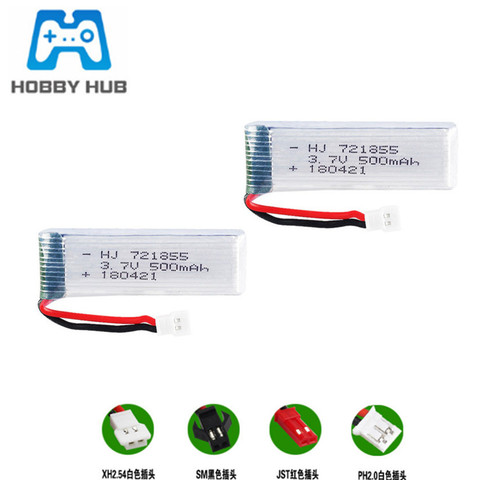 Литий-полимерный аккумулятор 3,7 в, 500 мАч для E50S, E50, T37, H37, H07, X20, запчасти для радиоуправляемого вертолета, дрона, 721855, 3,7 в, аккумулятор для Wltoys ... ► Фото 1/5