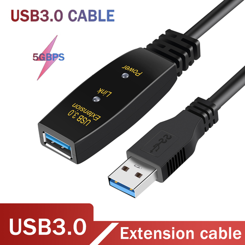 Кабель USB 3,0 «Папа-мама», совместимый с usb 2,0/USB1.1, кабель для передачи данных с активным удлинителем USB 3,0, 5 м/10 м/15 м/20 м/30 м, кабель USB 3,0 ► Фото 1/6