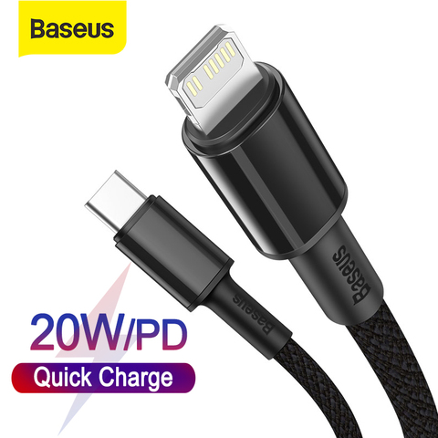 Кабель Baseus USB C для iPhone 12 Pro Max 11Pro PD 20 Вт, быстрая зарядка для iPhone, USB C кабель, USB Type C кабель для передачи данных, зарядное устройство USB ► Фото 1/6