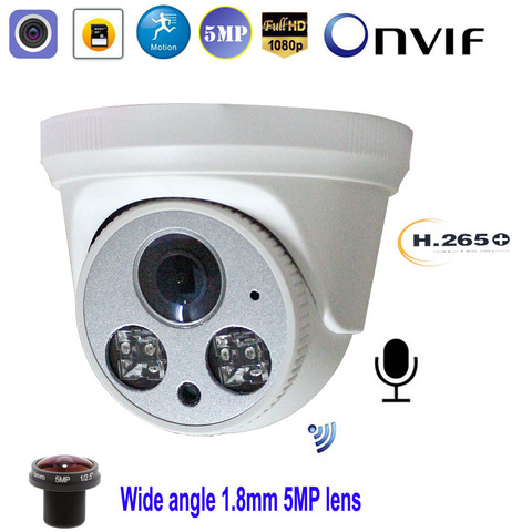 IP-камера купольная, Full HD, 5 МП, 1080P, Wi-Fi, 1,8 мм, слот для SD/TF-карты ► Фото 1/5