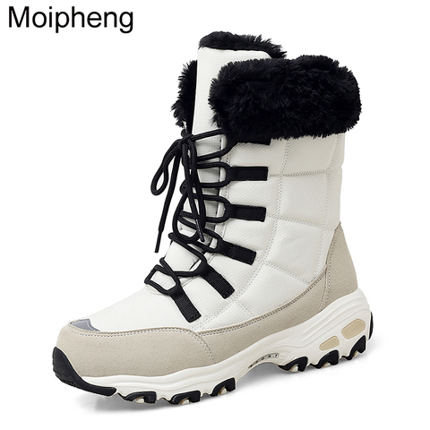 Moipheng Ankle Boots for Women Winter Shoes Keep Warm Waterproof Snow Boots Ladies Lace-up Plus Size 42 Boots Chaussures Femme ► Фото 1/6