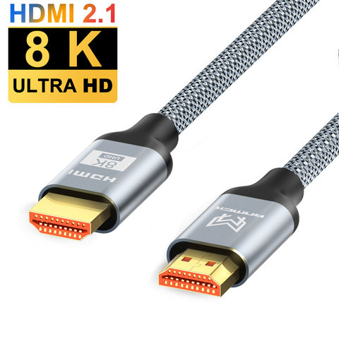 Кабель HDMI 2,1 8K провод Anmck 8K @ 60 Гц 4K @ 120 Гц HDMI к HDMI Поддержка дуги 3D HDR со сверхвысоким разрешением Ultra HD, для переключатель делителя PS4 ТВ коробка проектор ► Фото 1/1