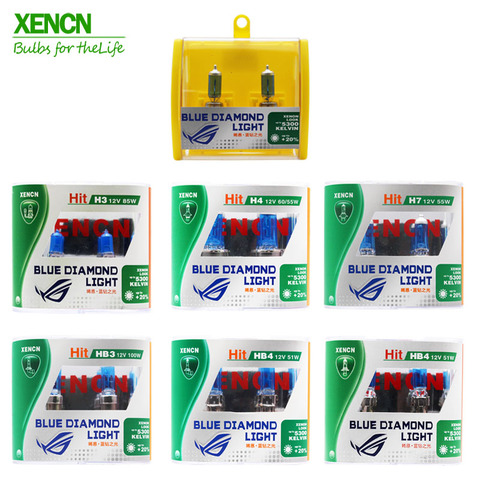 XENCN 12 В, H1, H3, H4, H7, H8, H9, H10, H11, H13, H15, H16, 880, 881, 9005, 9006, 9012, 5300K, синий, Алмазный светильник для автомобиля, галогеновые лампы, 2 шт. ► Фото 1/6