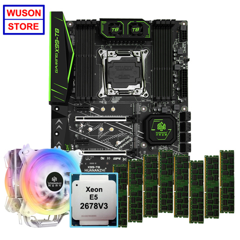 HUANANZHI X99-T8 материнская плата с двойным M.2 NVMe SSD слотом M.2 WIFI слотом CPU Xeon E5 2678 V3 с кулером RAM 64G(8*8G) 1866 RECC ► Фото 1/6