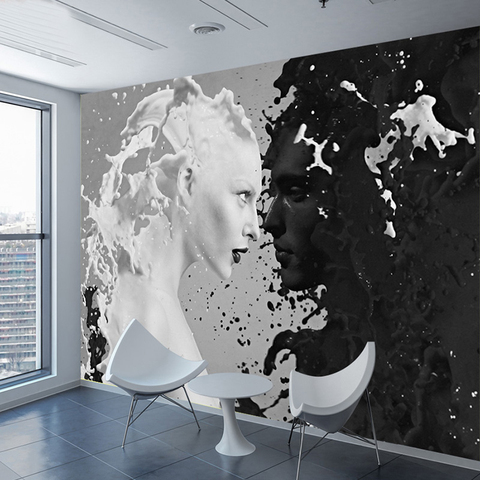 Custom Black White Milk Lover Photo Wallpapers For Wall 3 d Living Room Bedroom Shop Bar Cafe Walls Murals Roll Papel De Parede ► Фото 1/6