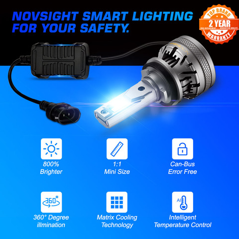 NOVSIGHT H11 Led Canbus автомобильный головной светильник H4 H7 H8 H9 H1 H3 9004 9005 9006 9007 120 Вт 22000LM 6500K противотуманный светильник автомобильные аксессуары ► Фото 1/6