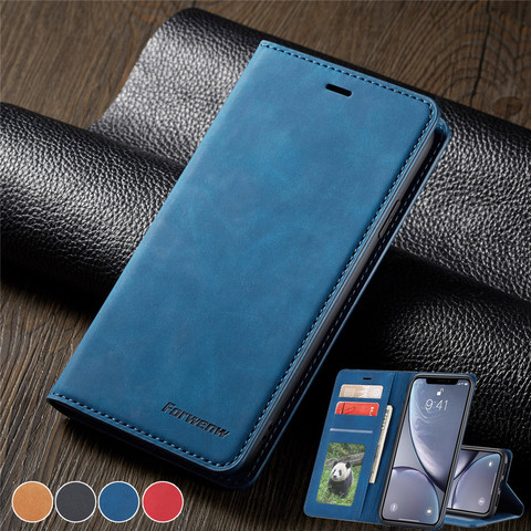 Магнит кожаный чехол для iPhone 12 11 Pro XS Max XR X, 8, 7, 6, 6S, Plus, 5, 5S SE чехол-портмоне для Samsung S20 FE ультра S10 S9 S8 Coque ► Фото 1/6