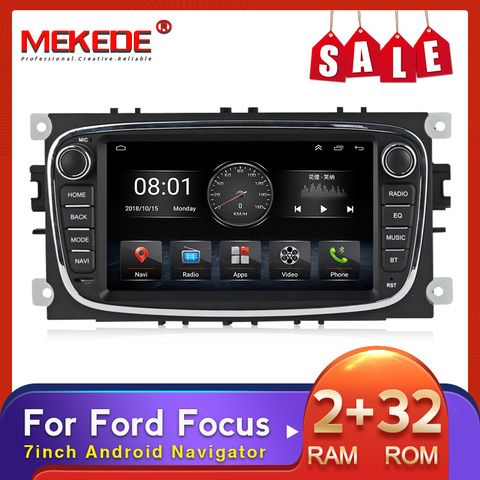 MEKEDE 2 Din Android автомобильный мультимедийный DVD плеер GPS для FORD Focus 2 II Mondeo S-MAX C-MAX Galaxy 2Din 4G 64GB IPS сенсорный экран ► Фото 1/6