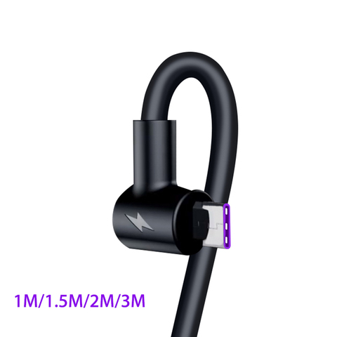 Кабель Usb Type C 90 градусов для быстрой зарядки, 2 м, 3 м, длинный, для игр, Xiaomi Mi A3, 9T, 8 mix, 3 max, черный, shark 2, Redmi K20 pro, note 8 ► Фото 1/5