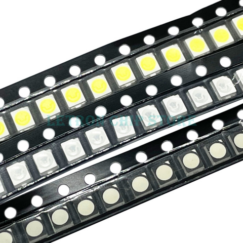 100 шт., супер яркие светодиоды 3528 1210 SMD, красный, зеленый, синий, желтый, белый, RGB, розовый, УФ, оранжевый светодиод 3,5*2,8*1,9 мм ► Фото 1/1