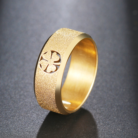Кольцо CACANA 316L из нержавеющей стали высокого качества, простое матовое модное кольцо с клевером, обручальное кольцо на палец, подарок для жен... ► Фото 1/6