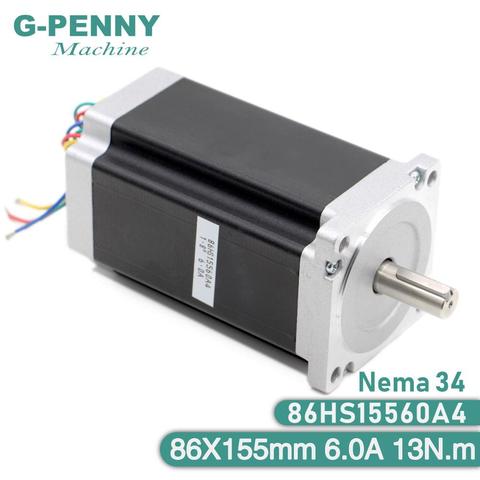 Шаговый двигатель NEMA 34, шаговый двигатель с ЧПУ 86X155mm 13 N.m 6A, вал 14 мм, шаговый двигатель nema 34 1700Oz-in для гравировального станка с ЧПУ, 3D-принтер ► Фото 1/6