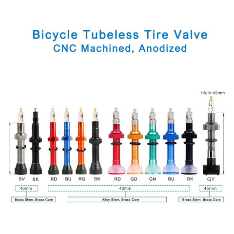 Велосипед 1 пара 40 мм Presta клапан для дороги бескамерный обод латунь ядро W/сплав колпачок и инструмент ► Фото 1/6
