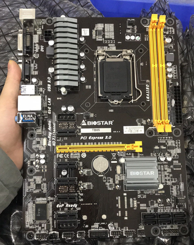 Профессиональная материнская плата Biostar TB85 6GPU 6PCI-E для майнинга BTC PRO B85 LGA 1150 DDR3 16 Гб SATA3 USB2.0 USB3.0 ► Фото 1/1